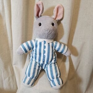 Kohls Cares Goodnight Moon Grey Bunny Rabbit Blue Striped Pajamas Plush 14"